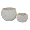 Line 10 Inch Planter Set of 2, Round Shaped Resin Body, Textured White