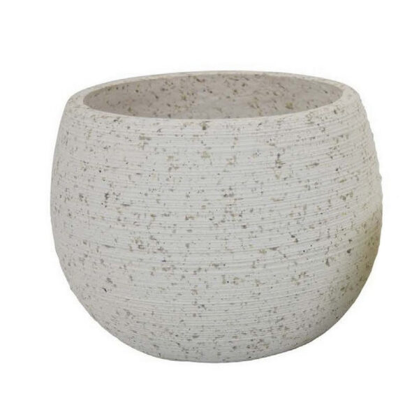 Line 10 Inch Planter Set of 2, Round Shaped Resin Body, Textured White