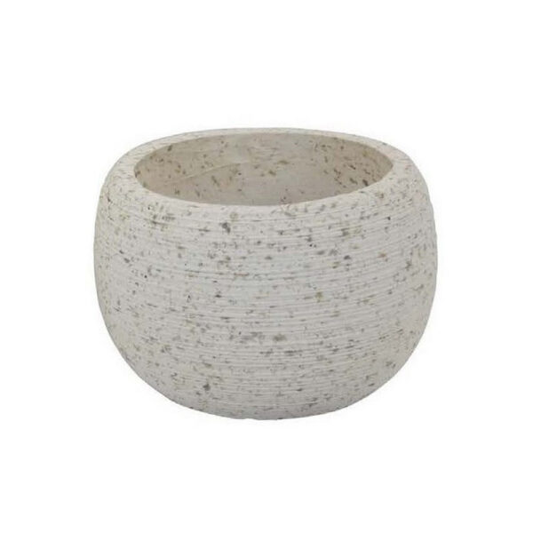 Line 10 Inch Planter Set of 2, Round Shaped Resin Body, Textured White