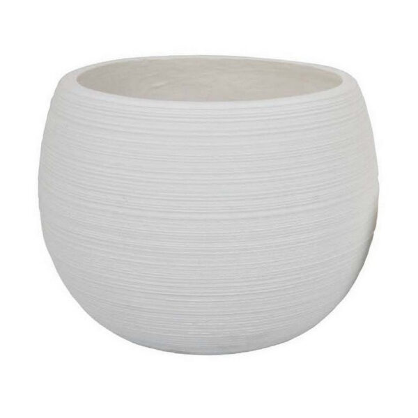 Line 10 Inch Planter Set of 2, Round Resin Body, Carved White Finish
