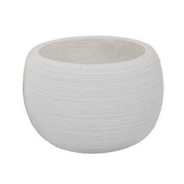 Line 10 Inch Planter Set of 2, Round Resin Body, Carved White Finish