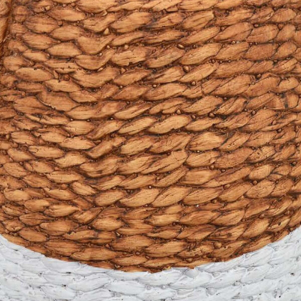 Reno 15 Inch Planter, Rope Woven Design, White and Brown Finished Resin