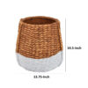 Reno 15 Inch Planter, Rope Woven Design, White and Brown Finished Resin