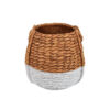 Reno 12 Inch Planter, Rope Woven Design, White and Brown Finished Resin