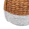 Reno 12 Inch Planter, Rope Woven Design, White and Brown Finished Resin