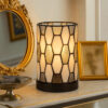 Eli 9 Inch Accent Lamp, Hand Painted Cylinder Tiffany Style Shade, Bronze