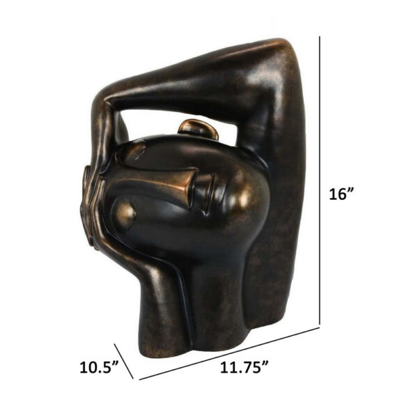 16 Inch Accent Table Decor, Bronze Resin, Artistic Gesturing Human Design