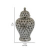 Deni 18 Inch Temple Jar, Pierced, Carved Lattice Design, Lid, Silver