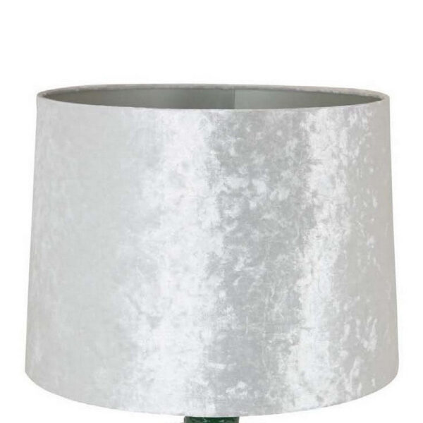 27 Inch Table Lamp, Drum Shade, Round Drop Shaped Glass Body, Green Finish