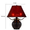 20 Inch Table Lamp, Vintage Red Amber Mica Shade, Upturned Arms, Round Body