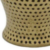 Deni 19 Inch Temple Jar, Small Carved Cut Out Lattice, Lid, Gold Ceramic