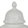 Deni 18 Inch Temple Jar, Embossed Design, Removable Lid, White Finish