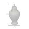 Deni 18 Inch Temple Jar, Embossed Design, Removable Lid, White Finish