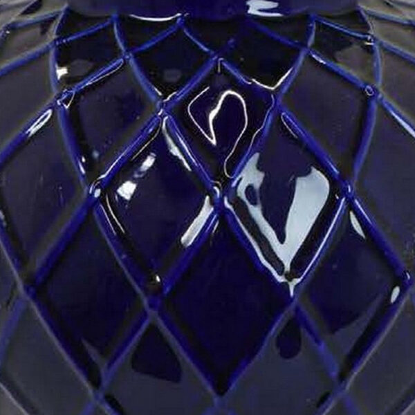 Livie 20 Inch Temple Ginger Jar, Geometric Design, Dome Lid, Ceramic, Blue