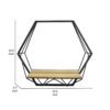 24 Inch Wall Mirror with Shelf, Hexagon Shaped, Metal, Black Finish