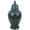Caty 20 Inch Temple Jar, Finial Dome Lids, Classic, Ceramic, Green Finish