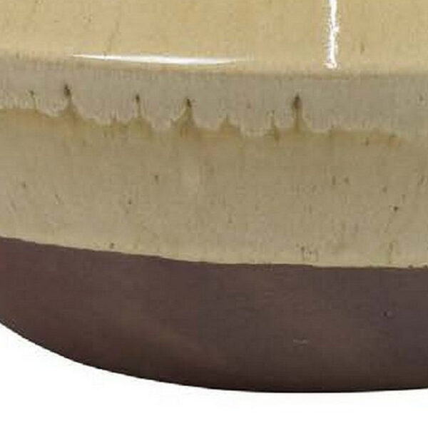 Elf 14 Inch Vase, Antique Bowl Shape, 2 Handles, Brown, Transitional Style