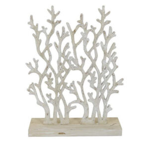Spark 20 Inch Coral Table Top Decor, Coastal Design, Resin, Antique White