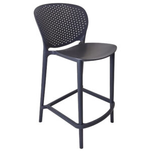 Celin 30 Inch Barstool Chair, Set of 4, Stackable, Mesh, Curved Seat, Gray