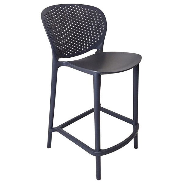 Celin 30 Inch Barstool Chair, Set of 4, Stackable, Mesh, Curved Seat, Gray