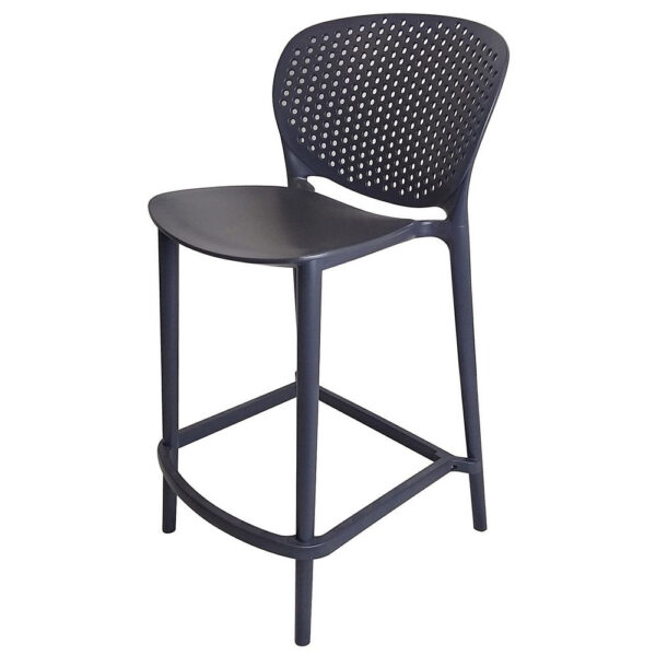 Celin 30 Inch Barstool Chair, Set of 4, Stackable, Mesh, Curved Seat, Gray
