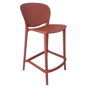 Celin 30 Inch Barstool Chair, Set of 4, Stackable, Mesh, Curved Seat, Orange
