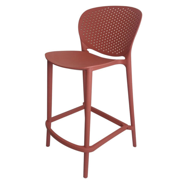 Celin 30 Inch Barstool Chair, Set of 4, Stackable, Mesh, Curved Seat, Orange
