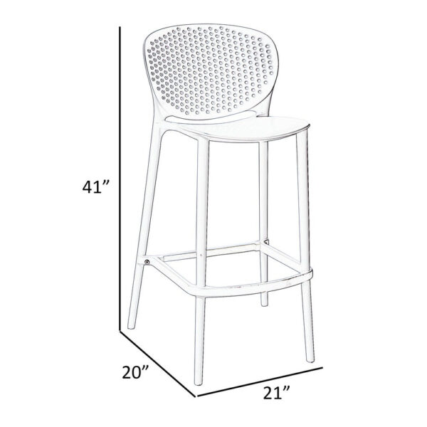 Celin 30 Inch Barstool Chair, Set of 4, Stackable, Mesh, Curved Seat, Orange