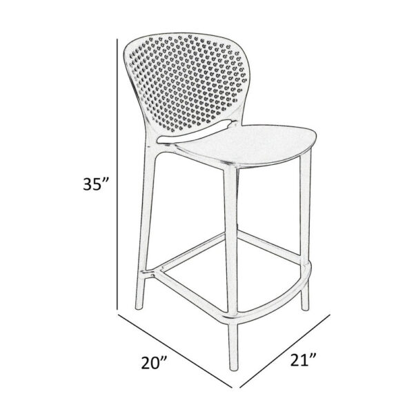 Celin 26 Inch Counter Stool Chair, Set of 4, Stackable, Mesh Back, Orange