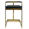 Keyn 26 Inch Counter Stool Chair, Faux Leather, Steel Base, Black, Gold