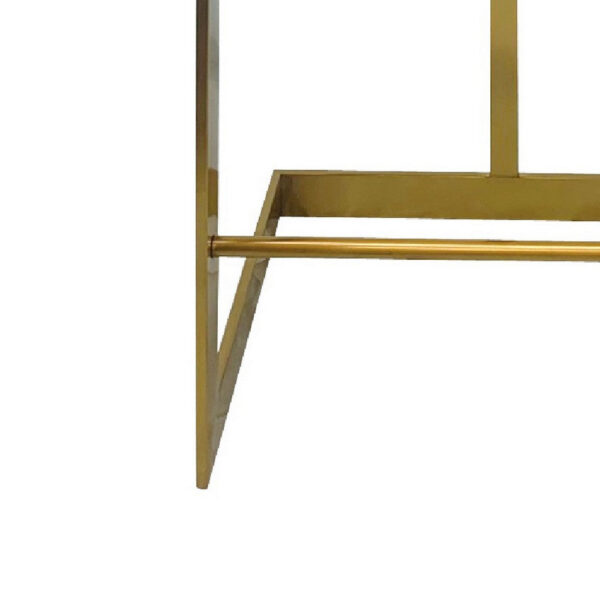 Keyn 26 Inch Counter Stool Chair, Faux Leather, Steel Base, Black, Gold