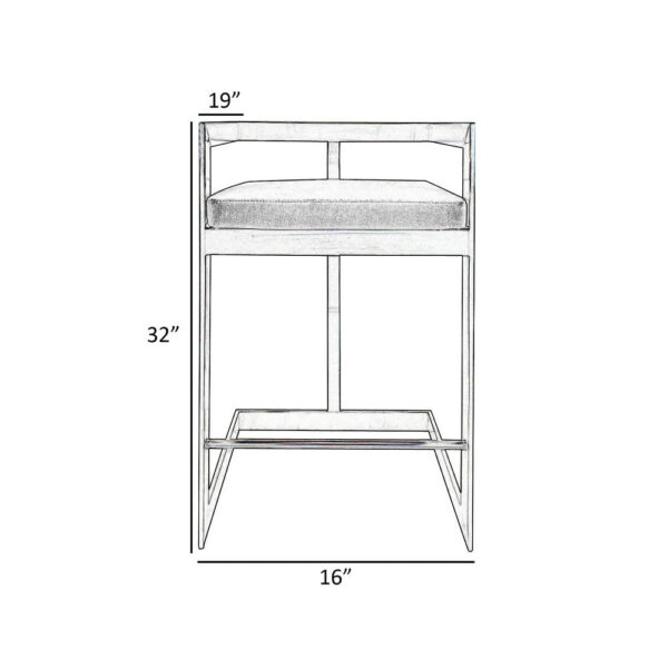 Keyn 26 Inch Counter Stool Chair, Faux Leather, Steel Base, Black, Gold