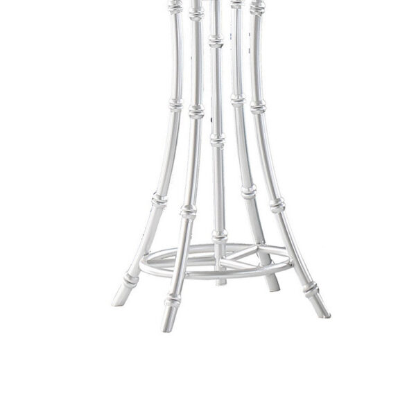 Lisi 29 Inch Table Lamp, White Shade, Silver Mettalic Bamboo Style Base