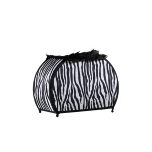 Wigi 12 Inch Accent Lamp, Purse, Zebra Animal Print, Black White Faux Fur