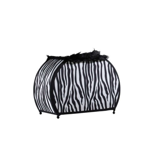 Wigi 12 Inch Accent Lamp, Purse, Zebra Animal Print, Black White Faux Fur