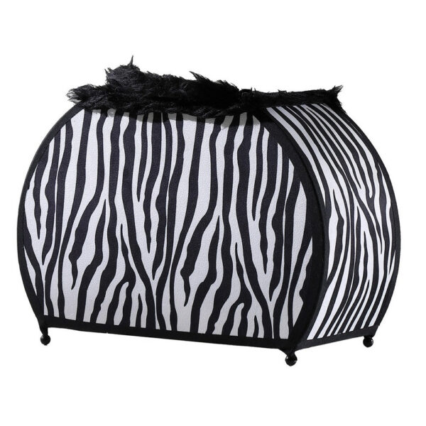 Wigi 12 Inch Accent Lamp, Purse, Zebra Animal Print, Black White Faux Fur