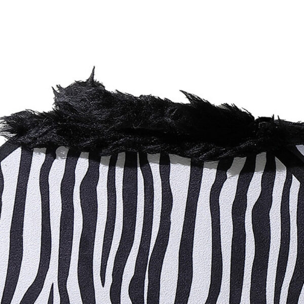 Wigi 12 Inch Accent Lamp, Purse, Zebra Animal Print, Black White Faux Fur