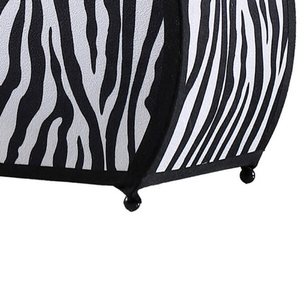 Wigi 12 Inch Accent Lamp, Purse, Zebra Animal Print, Black White Faux Fur