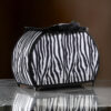 Wigi 12 Inch Accent Lamp, Purse, Zebra Animal Print, Black White Faux Fur