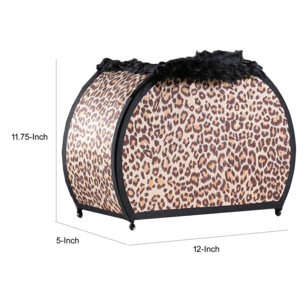 Wigi 12 Inch Accent Lamp, Purse, Cheetah Animal Print, Brown Black Faux Fur