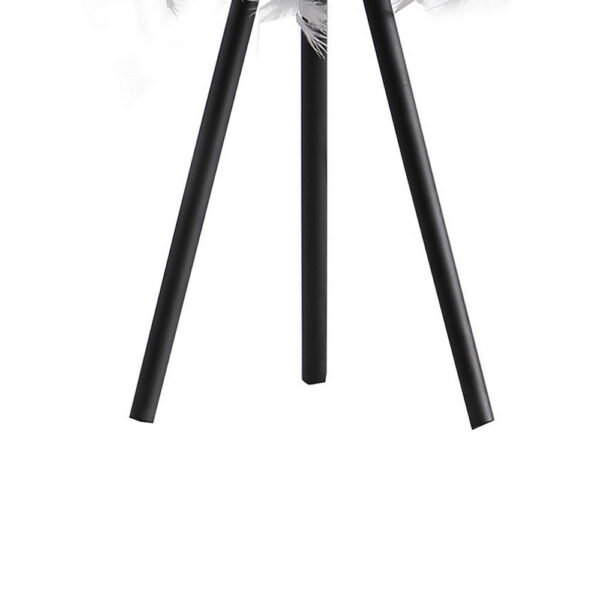 Rio 21 Inch Accent Table Lamp, Gray Feather Shade, Black Metal Tripod Base