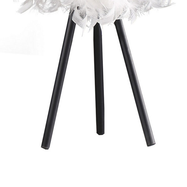 Rio 21 Inch Accent Table Lamp, White Feather Shade, Black Metal Tripod Base