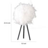 Rio 21 Inch Accent Table Lamp, White Feather Shade, Black Metal Tripod Base