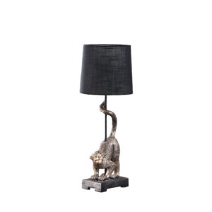 Ree 24 Inch Accent Table Lamp, Monkey Resin Sculpture, Drum Shade, Bronze