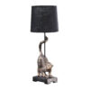Ree 24 Inch Accent Table Lamp, Monkey Resin Sculpture, Drum Shade, Bronze