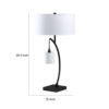 Jiya 29 Inch Arc Table Lamp, Hanging Design, 2 White Drum Shades, Black