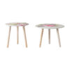 Byle 16, 20 Inch Side Table Set of 2, Floral Design, Pink and White