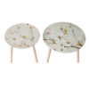 Byle 16, 20 Inch Side Table Set of 2, Floral Design, Cherry Blossom, White