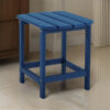 Suen 19 Inch End Table, Outdoor Blue Polyethylene Slatted Top, Steel Frame