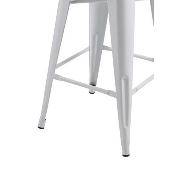 Giri 30 Inch Barstool Chair, Set of 4, Footrest and Tapered Legs, White Metal Finish